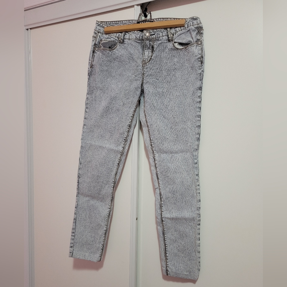 Striped skinny denim jeans